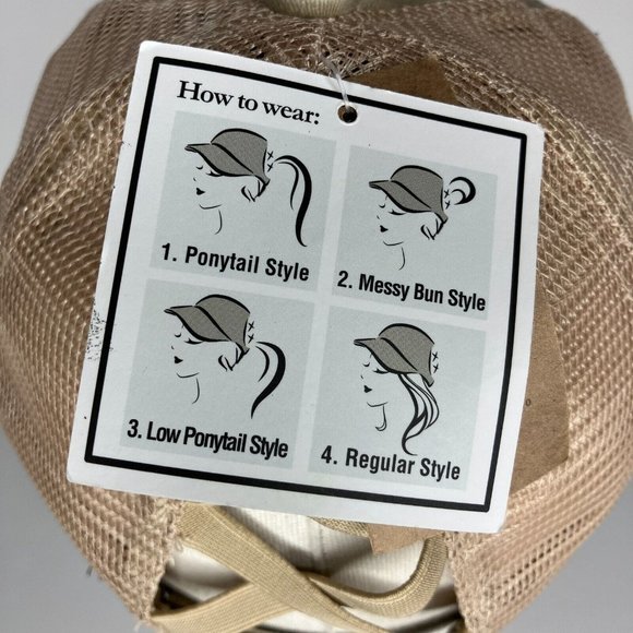 C.C. Pony Caps Women's Ponytail Hat Sunflower Patch Distresssed Style New - Picture 4 of 10